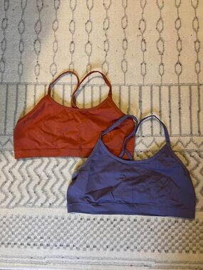 2-Pack Ribbed Sports Bras in Rust and Deep Purple